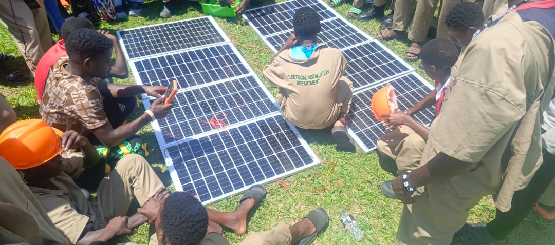 Young trainee practicing solar system wiring